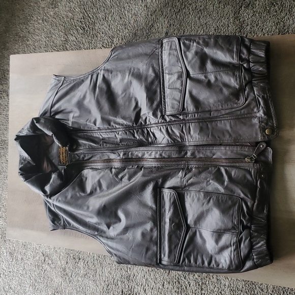 Vintage Leather Eddie Bauer Goose Down Vest - Picture 1 of 4